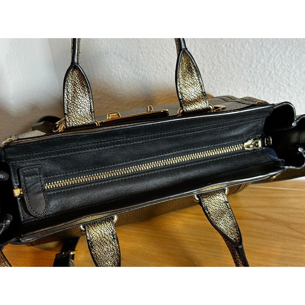 Coach Gold Leather Swagger Medium Carryall Top Handle Bag EUC - Picture 6 of 9